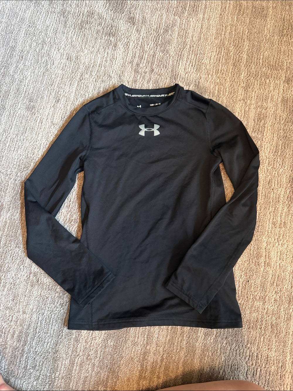 Under Armour Black Long-Sleeve Coldgear Top with Reflective Logo